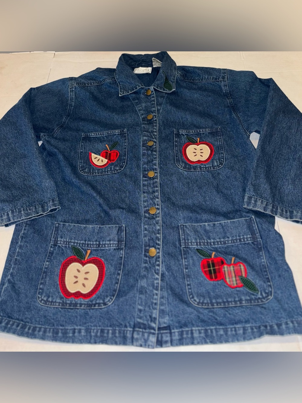 Women’s Mandal Bay Denim Jacket with Apple Appliqués - Blue